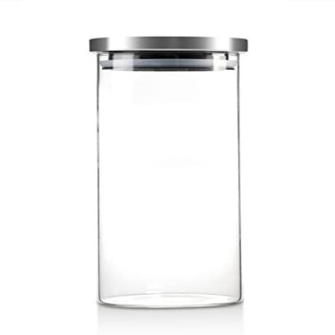 Imagem de Mimo Style Borossilicato Pote Hermético de Vidro com Tampa, Transparente (Inox), 1 L