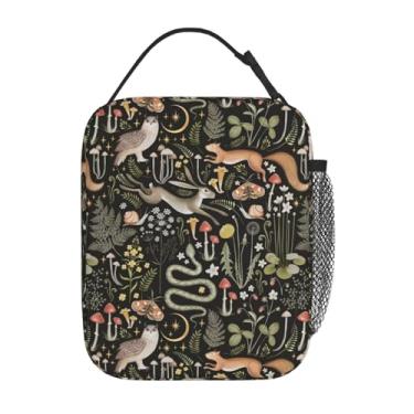 Imagem de Gianlaima Lebre da floresta, esquilo, coruja, flores, cogumelo, planta, lancheira, portátil, isolada, reutilizável, bolsas térmicas para mulheres, homens, adultos, trabalho, piquenique, acampamento