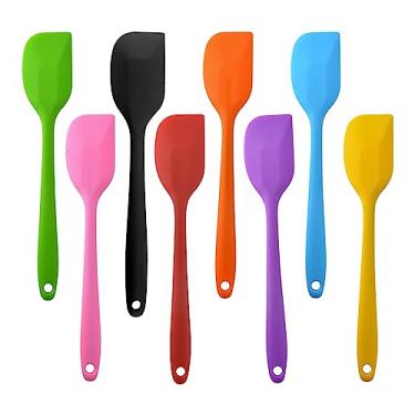 Imagem de LLMSIX 8 espátulas pequenas de silicone – Mini espátula de mistura resistente ao calor, colher flexível, ferramenta raspadora de cozinha para cozinhar e assar