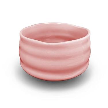 Imagem de AIYICIII Tigela de matcha de cerâmica, xícara de chá verde japonesa feita à mão, tigela de batedor de chá matcha para cerimônia Chawan 500 ml 500 ml (rosa)