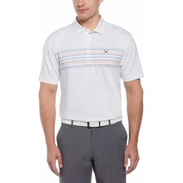 Imagem de Callaway Camisa polo masculina leve de desempenho, Azul/cinza/coral, listrado, branco, G