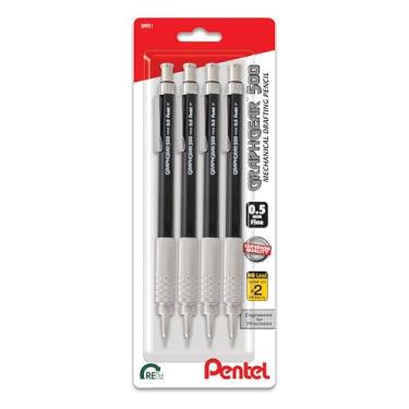 Imagem de Pentel Lapiseira GraphGear 500, (0,5 mm), linha fina, cano preto, pacote com 4 (PG525BP4A)