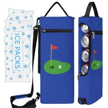Imagem de Bolsa térmica de golfe mais bolsa térmica com face macia - comporta 6 pacotes de latas ou 2 garrafas de vinho - manga cinza camuflada para cerveja de golfe preta cabe discretamente em sacos de golfe