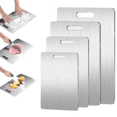 Imagem de YYGJYGOO Tábua de corte de titânio, tábua de corte de aço inoxidável para cozinha, tábua de cortar 304 grau alimentício, fácil de limpar, durável e não racha (46 x 30 cm)