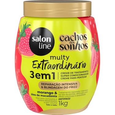Imagem de Salon Line, Creme de Tratamento 3 em 1, Multy Extraordinário, Cachos dos Sonhos, Morango e Óleo de Macadâmia, Vegano - Para Cabelos Cacheados e Crespos, 1kg