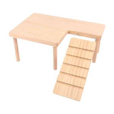 Imagem de Ｂｅｓｇａ Plataformas de madeira para hamster, móveis para animais de estimação pequenos com escada de escalada, escadas estáveis para hamsters pequenos,