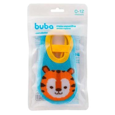 Imagem de Meia Sapatilha Antideslizante Bebê Tamanho P M com Elástico Buba, Tigr