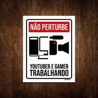 Imagem de Kit 5 Placas Decorativa Youtuber Gamer Trabalhando Pc - Sinalico.Com