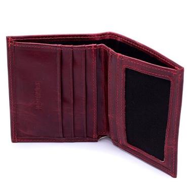 Imagem de Carteira Masculina Couro Porta Cartão Documento Rucksack 001, Vermelho