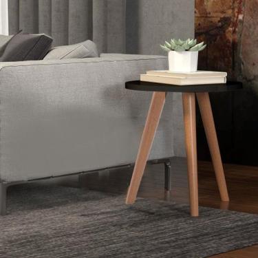 Imagem de Mesinha Lateral Canto Casa Decoração Moderno Preto Apoio - Móveis C.