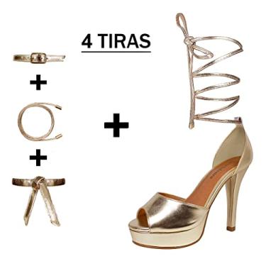 Imagem de Meia Pata Troca Tira Salto Alto Fino Luiza Sobreira Dourada Mod. 2190-2