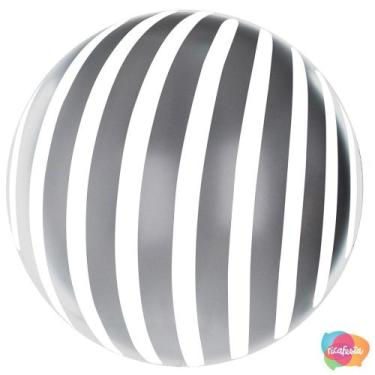 Imagem de Balão bubble cromado 45cm listras - RICA FESTAS