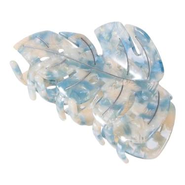 Imagem de SUPCLIPS Grampo de cabelo de folha azul, grampo de cabelo com aderência forte de 8,5 cm, design francês, acessórios de estilo de cabelo para mulheres e meninas, acessórios para cabelo grosso e fino