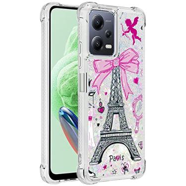 Imagem de Monwutong Capa de telefone slim fit para Xiaomi Poco X5 5G, capa para Redmi Note 12 5G, glitter líquido efeito areia movediça silicone macio TPU Fasion capa para Poco X5 5G/Redmi Note 12 5G, torre de