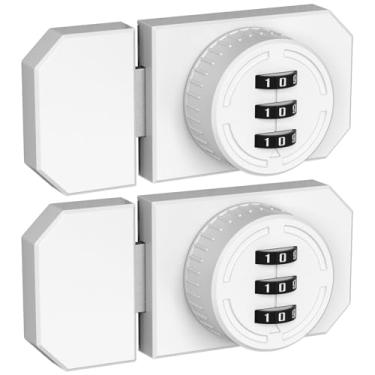 Imagem de Fechadura de combinação de armário com adesivo, fechadura mecânica de porta de armário sem chave com senha de 3 dígitos, trava de combinação adesiva para armário, porta unidirecional, porta de