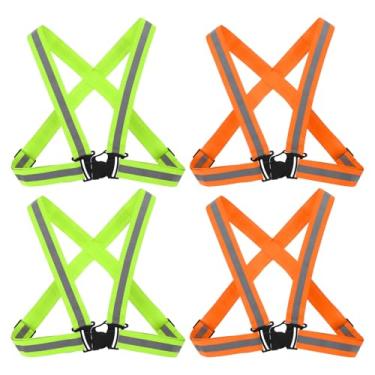 Imagem de PATIKIL Colete de corrida refletivo ajustável, pacote com 4 alças refletivas de alta visibilidade para todas as idades para corrida noturna, ciclismo, motocicleta, passeio, cachorro,