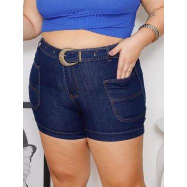 Imagem de Short feminino plus amaciado bolso frontal c/cinto - ss jeans, 50