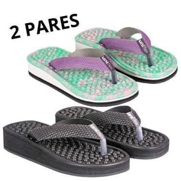 Imagem de Kit 2 Pares Chinelos Ortopédicos Massageador P/Esporão - UNIFLEX, Pret