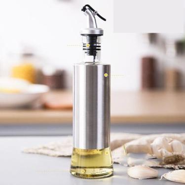 Imagem de Kit 2 Galheteiros Porta Azeite e Vinagre de Vidro e Aço Inox com Dosad