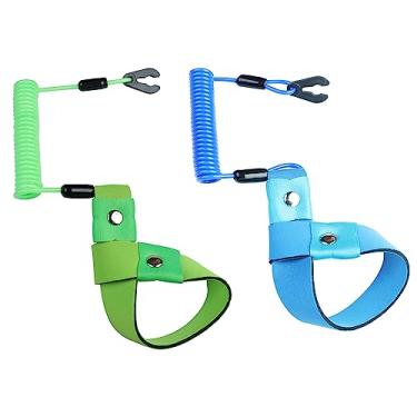 Imagem de 2 peças de cordão de jet ski alça de pulso Kill Switch para barco, substitui EW2-68348-00-00 Terno para Yamaha Marine Motor de popa Ignição Emergência Cortar Cabo de Corda (Azul e Verde)