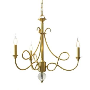 Imagem de REBNGXIE Lustre de vela dourada, luminária pendente de casa de fazenda de 3 luzes, luminária de suspensão industrial, lustre rústico para ilha de cozinha, sala de estar, quarto