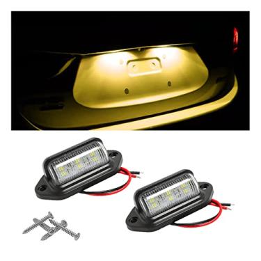 Imagem de 2 peças de luz LED para placa de carro 12V/24V à prova d'água 6-SMD lâmpada traseira para a maioria dos carros, caminhões, trailers, ônibus, luz de cortesia degraus, luzes de cúpula/carga (amarelo)