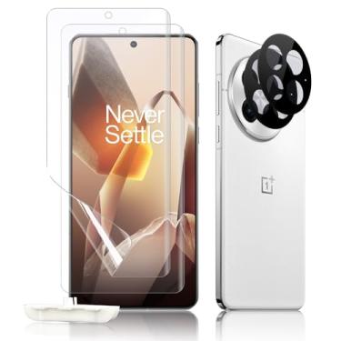 Imagem de MiKoyi Protetor de tela para OnePlus 13, pacote com 2 protetores de tela de vidro temperado + 2 protetores de lente de câmera, dureza 9H, cobertura total, desbloqueio de impressão digital para OnePlus