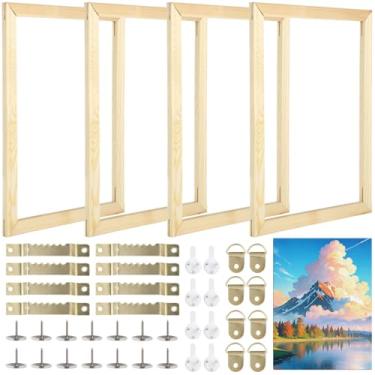 Imagem de OMISTAR 4 conjuntos de barras esticadoras de lona - Kit de molduras de lona de madeira de 30 x 40 cm, com ganchos, tachinhas e pregos sem vestígios, acessórios de arte