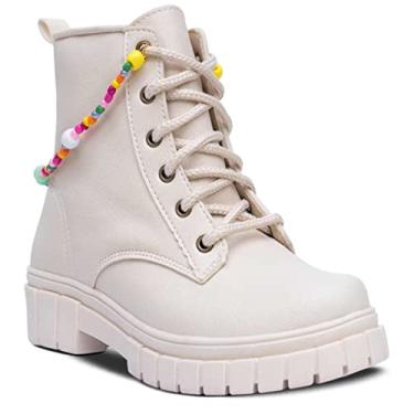 Imagem de Bota Infantil Feminina Nº 28 ao 36 Coturno Casual Com Pulseira 09.06J (Off White, BR, Criança de 9 a 12 anos, Numérico, 36)
