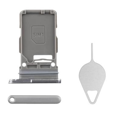 Imagem de BESJMYT Substituição da bandeja do cartão SIM para Samsung Galaxy S21 Ultra 5G (versão SIM único) Phantom Silver Card Slot Suporte adaptador com ejetor de agulha para S21 Ultra 5G SM-G998U SM-G998U1