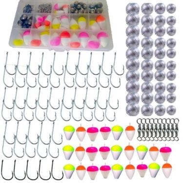Imagem de Kit Pesca Pescaria Estojo Maleta Anzol Chumbada Giradores Boia 125 Ite