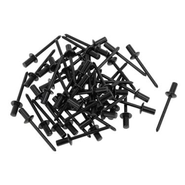 Imagem de VekAuto 50 peças de rebites de vedação fechados com cabeça de cúpula 4,8 mm diâmetro de aderência 12 mm comprimento do cabo 9,5 mm diâmetro da flange liga de alumínio ferro preto