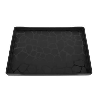 Imagem de Bandejas de café de Plástico, 15.0x10.4in, Bandeja de Porção Leve e Resistente para Festa, Churrasco, Piquenique, Suprimento Extra de Resina, Não Deslizante (Preto)