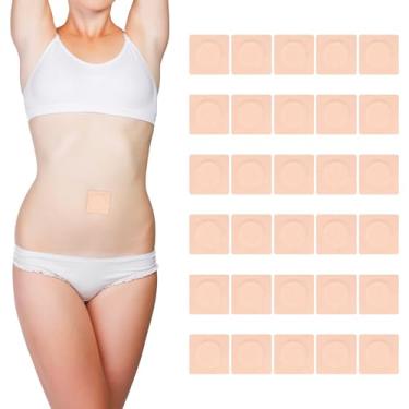 Imagem de Embalagem com 30 peças de óleo de rícino para umbigo, almofadas de remendos de óleo de rícino descartáveis de 7 cm altamente absorventes anti-vazamento de algodão orgânico capas de compressão de óleo