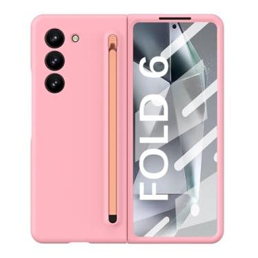 Imagem de APTHON Capa para Samsung Galaxy Z Fold 6, capa protetora com compartimento embutido para caneta S e protetor de tela, capa fina à prova de choque de grau militar para Z Fold6, rosa