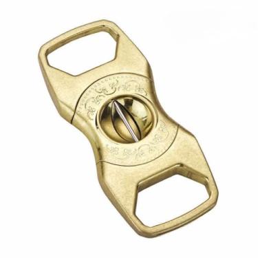 Imagem de Cortador de charutos em V Lâmina afiada esculpida em aço inoxidável com caixa de presente (dourada)