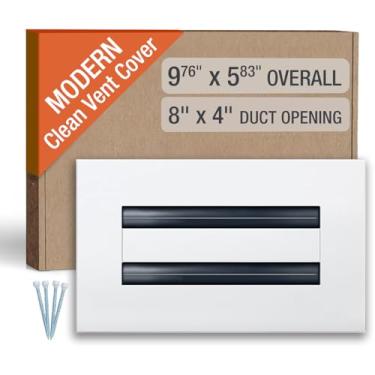 Imagem de FA-STAR Clean Modern Tampa de ventilação AC 8 x 4 (recorte de abertura do duto) - Saída de ar branca decorativa - Difusor de slot linear padrão - Grade de registro para teto, paredes e pisos - Todo em