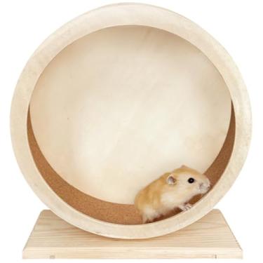 Imagem de Roda silenciosa de madeira para hamster, acessórios de roda de exercícios para animais pequenos, rodas de corrida silenciosas para hamsters, gerbos, ratos e outros animais de estimação pequenos (P)