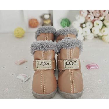 Imagem de Pihappy Botas de inverno para cães antiderrapantes à prova de escorregões e macias para neve com sola antiderrapante, tênis para filhotes pequenos, 4 peçasPihappy L marrom