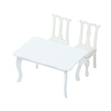 Imagem de Milageto 1:12 Mesa e cadeira do DollHouse, Finque tocar brinquedo, decoração de bonecas, brinquedos de mobília em miniatura DIY artesanato hobby para crianças