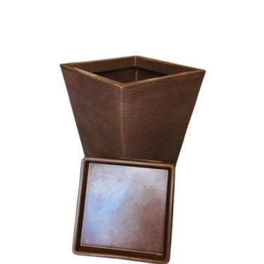 Imagem de Vaso De Planta Coluna Quadrada Com Prato M (marrom)