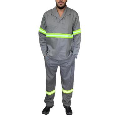 Imagem de Kit Conjunto Calça E Jaleco Manga Longa + Faixa Refletiva - A Fábrica,