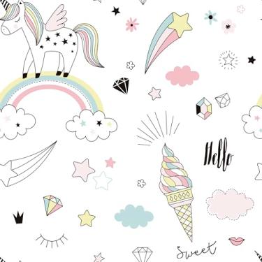 Imagem de Papel De Parede Adesivo Sorvete Unicórnio Quarto 5m