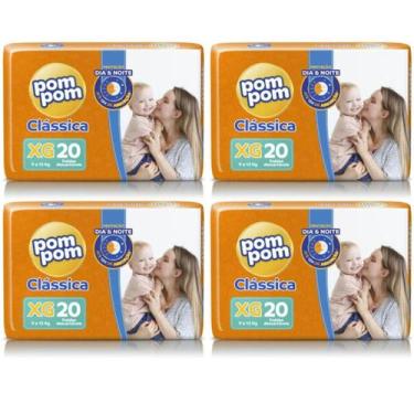 Imagem de KIT 4 Fraldas Pom Pom Clássica Jumbo Tamanho XG C/ 20 unidades