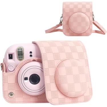 Imagem de Capa Proteção Bolsa Para Instax Mini 12 Xadrez - Rosa - Mk Photo