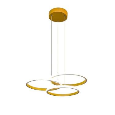 Imagem de Lustre Pendente De Led Luminária Dourado 3 Cores 50W 3 Arcos - Kh7