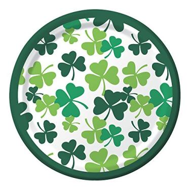 Imagem de Pratos de sobremesa de papel estilo resistente, trevo espalhado, 8 unidades