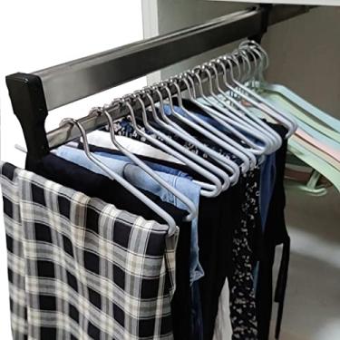 Imagem de CUTPOIY Varão de armário extensível para roupas, cabide para calças de 30 a 80 cm, guarda-roupas trilho de metal organizador de armário de carga pesada 25 kg (tamanho: 550 mm/21,6 polegadas) (OneColor