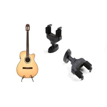 Imagem de Kit Violão Land Eletrico Nylon Natural + Suporte De Parede