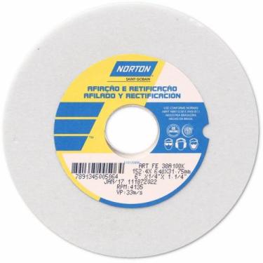Imagem de Rebolo Reto Branco FE 38A 100 KVS 152,4x6,4x31,75mm - 66253455383 - NO